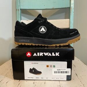 Airwalk Mongo Womens 8D Mens 6.5D Black Suede Composite Toe EH Work Shoes AW6310